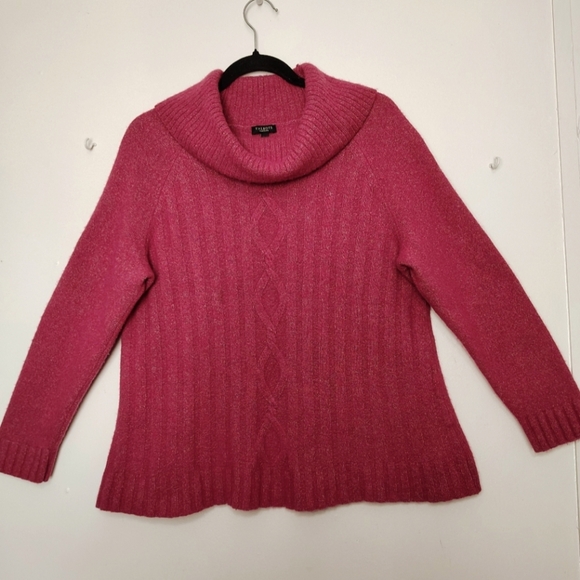 Talbots Women's Merino Wool Cowl Neck Sweater Pink Cable Knit Size 2XP. - Picture 3 of 16